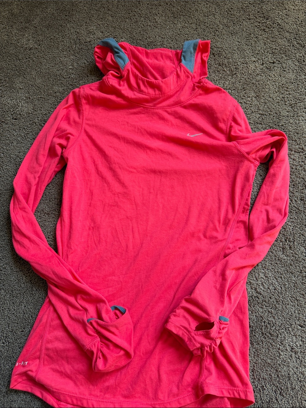 Nike Red Hooded Long Sleeve Athletic Top